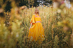Šaty - Žlté vyšívané šaty Podpoľanie - 12384444_
