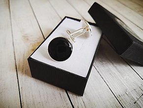 Pánske šperky - Manžetové gombíky simple čierne - 12384303_