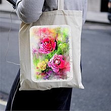 Nákupné tašky - Taška 100% bavlnené plátno / Ruže No.1 - 12384553_