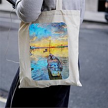 Nákupné tašky - Taška 100% bavlnené plátno / Loď No.2 - 12386677_