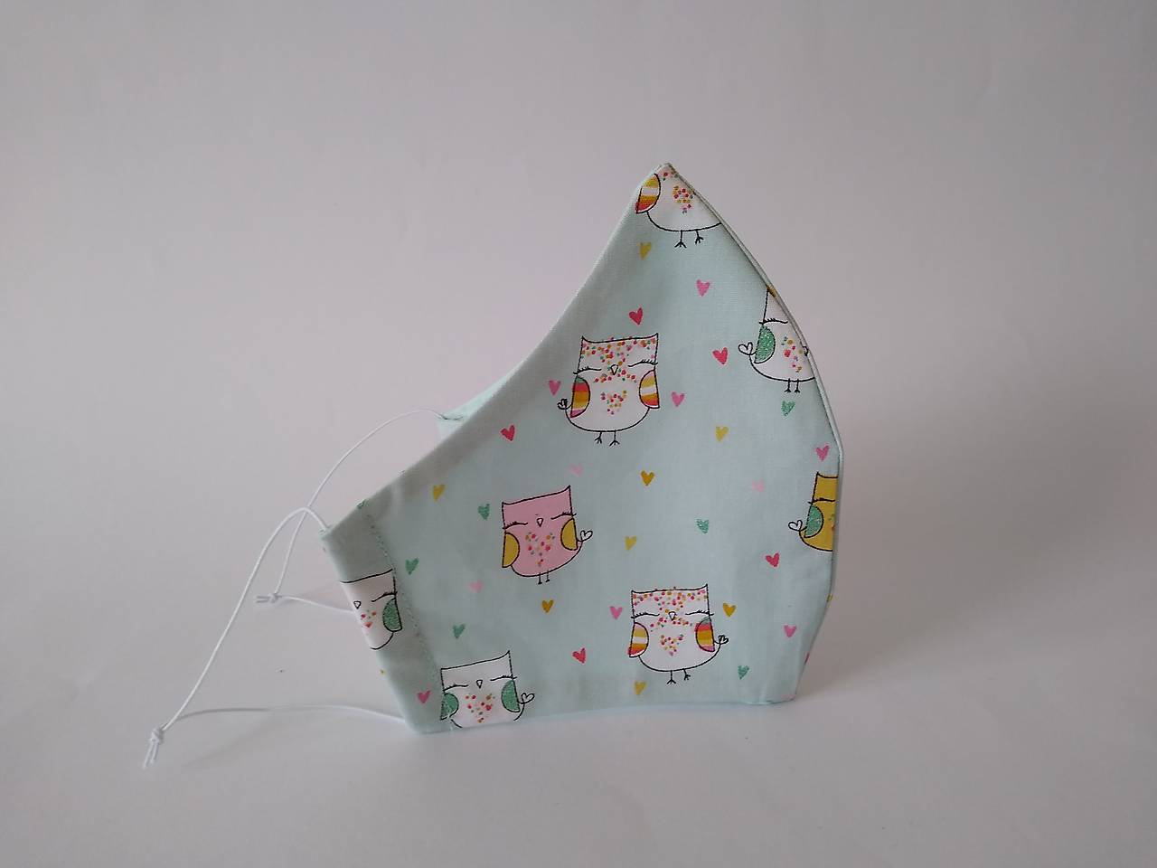 Dizajnové rúško sova mint trblietavá dvojvrstvové