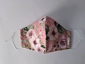 Rúška - Dámske dizajnové rúško prémiová bavlna antibakteriálne s časticami striebra dvojvrstvové tvarované (Vintage rose) - 12388017_