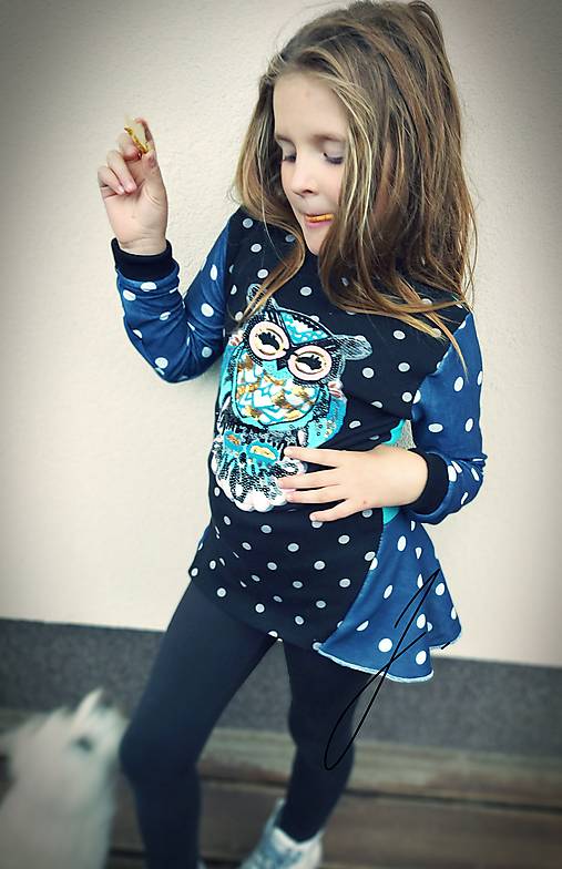 Detské oblečenie - Mikino-šaty "sova" - 12389787_