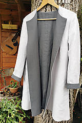 Bundy a kabáty - Ľanový obojstranný kabát - šedý - 12390570_
