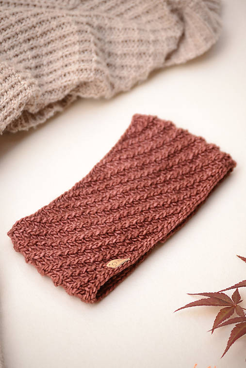  - Čelenka TOČENÁ (bezšvová), 100% merino (Bordová) - 12388149_