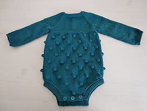 Detské oblečenie - Romper farby petrol 100% Baby merino - 12387626_