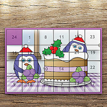Papiernictvo - Adventný kalendár tučniaci v kuchyni (čučoriedková torta) - 12388388_