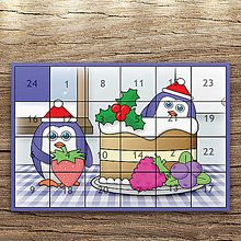 Papiernictvo - Adventný kalendár tučniaci v kuchyni (torta s lesnými plodmi) - 12388390_