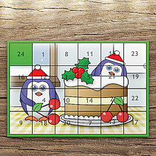 Papiernictvo - Adventný kalendár tučniaci v kuchyni (čerešňová torta) - 12388391_