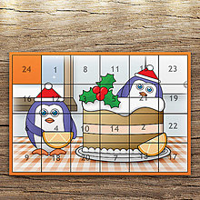 Papiernictvo - Adventný kalendár tučniaci v kuchyni (pomarančová torta) - 12388396_