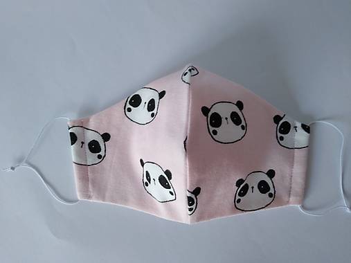 AKCIA dizajnové rúško panda ružová tvarované dvojvrstvové