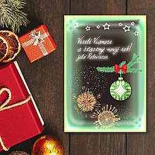 Grafika - Vianočná pohľadnica ohňostroj a guľa (abstraktná) - 12394782_