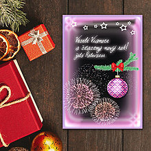 Grafika - Vianočná pohľadnica ohňostroj a guľa (trojuholníky) - 12394797_