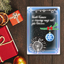 Grafika - Vianočná pohľadnica ohňostroj a guľa (vločka) - 12394824_