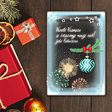 Grafika - Vianočná pohľadnica ohňostroj a guľa (cik cak) - 12394826_