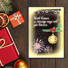 Grafika - Vianočná pohľadnica ohňostroj a guľa (cik cak 2) - 12394827_