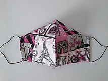 Rúška - Dizajnové rúško Le chat pink tvarované dvojvrstvové - 12400117_