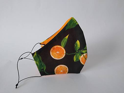 Dizajnové rúško pomaranč tvarované dvojvrstvové