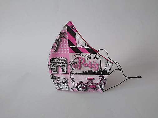 Dizajnové rúško Le chat pink tvarované dvojvrstvové