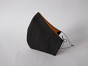 Rúška - Dizajnové rúško čierne/horčicová tvarované dvojvrstvové - 12398702_