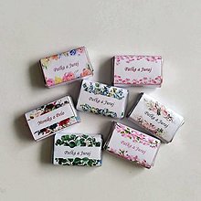 Darčeky pre svadobčanov - Svadobné mini čokoládky - kvietky - pás - 12397773_