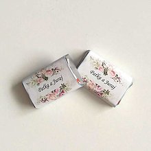Darčeky pre svadobčanov - Svadobné mini čokoládky - kvietky - pás (Kvety3) - 12397789_