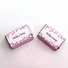 Darčeky pre svadobčanov - Svadobné mini čokoládky - kvietky - pás (Kvety7) - 12397793_