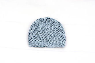 Detské čiapky - Modrá čiapka MERINO/BAVLNA - 12398632_