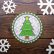 Príbory, varešky, pomôcky - Vianočná podložka pod pohár cartoon (vianočný stromček) - 12398312_