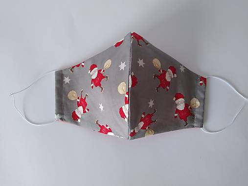 Dizajnové rúško Santa vianočné tvarované dvojvrstvové
