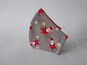 Rúška - Dizajnové rúško Santa vianočné tvarované dvojvrstvové - 12402045_