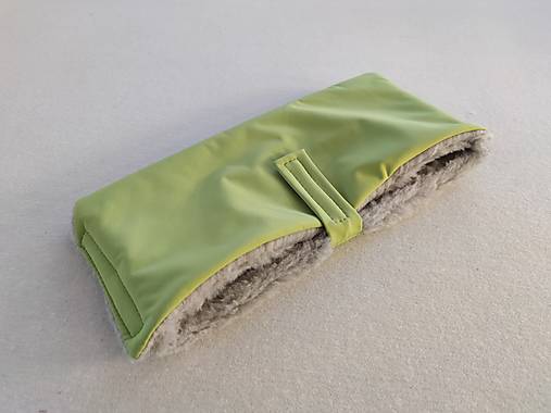 Rukavice - Rukávnik handmuff VLNIENKA double 100% Merino top Super wash GREY wool GREEN - 12404338_