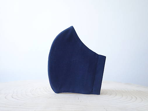  - Jednofarebné tvarované 2 a 3 vrstvové ochranné rúško -  100% bavlna - dámske/pánske (tmavo modré M) - 12400863_