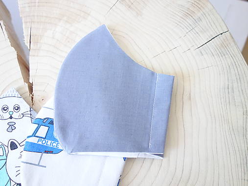  - Jednofarebné tvarované 2 a 3 vrstvové ochranné rúško -  100% bavlna - dámske/pánske (sivo modré L) - 12400882_
