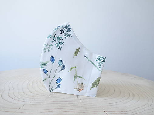  - Dizajnové tvarované 2 a 3 vrstvové ochranné rúško -  100% bavlna - kvetinové vzory (Leaves and flowers M) - 12401406_