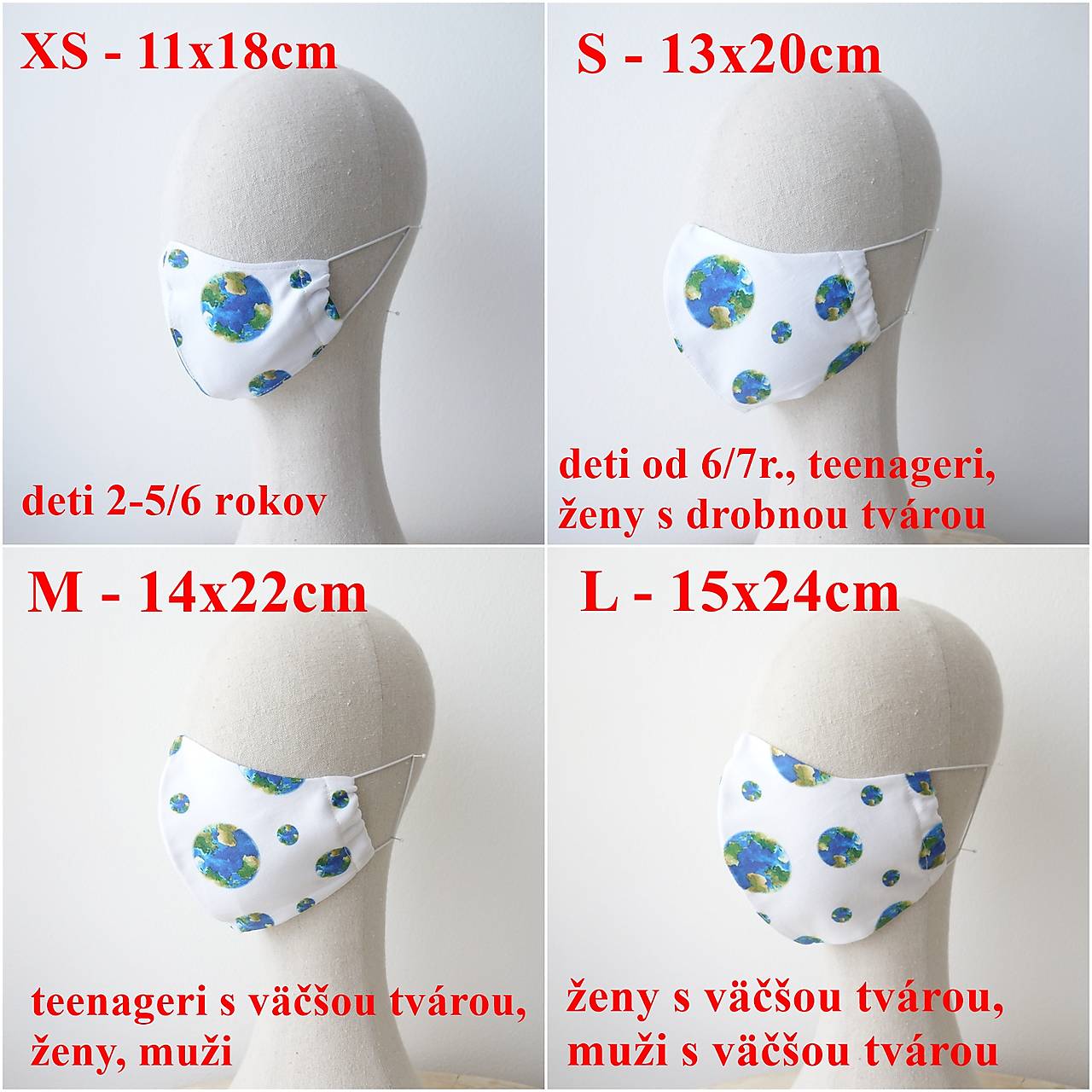 Jednofarebné tvarované 2 a 3 vrstvové ochranné rúško -  100% bavlna - dámske/pánske