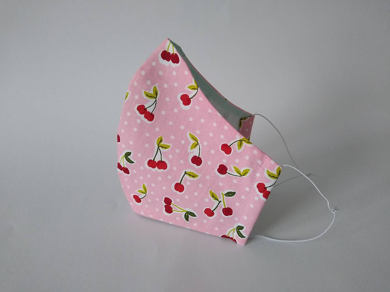 Dizajnové rúško čerešne ružové tvarované dvojvrstvové