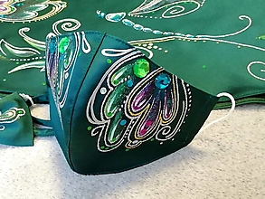 Rúška - RÚŠKO ručne maľované - smaragdové - 12413637_