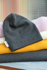 Čiapky, čelenky, klobúky - 100% merino zimná čiapka (antracit) - 12412356_