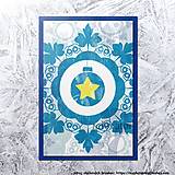 Papiernictvo - Vianočná pohľadnica vločka (vianočná guľa hviezdičková) - 12411144_