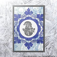 Papiernictvo - Vianočná pohľadnica vločka (snehuliak) - 12411116_
