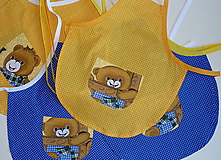Detské oblečenie - Zásterka Macko na žltej - 12414006_