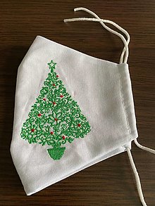 Rúška - Rúško Vianočný stromček biele - 12415497_