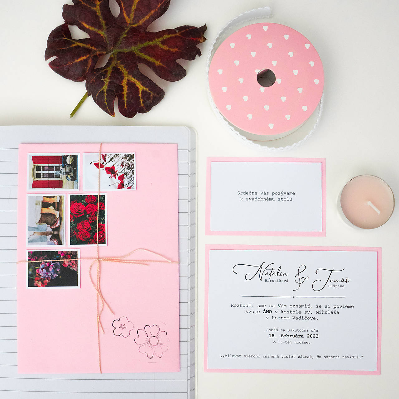 Svadobné oznámenie: Do ružova