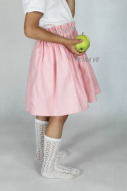 Rose s korálkami - detská ľanová suknička
