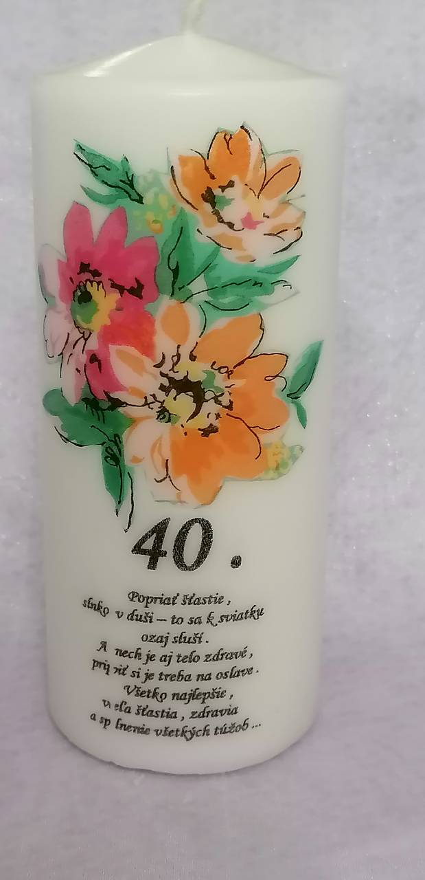 Sviečka ručne zdobená k . 40 .(15)