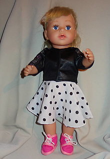 Hračky - kruhová bodkovaná sukňa pre bábiku 43 cm - 12422488_