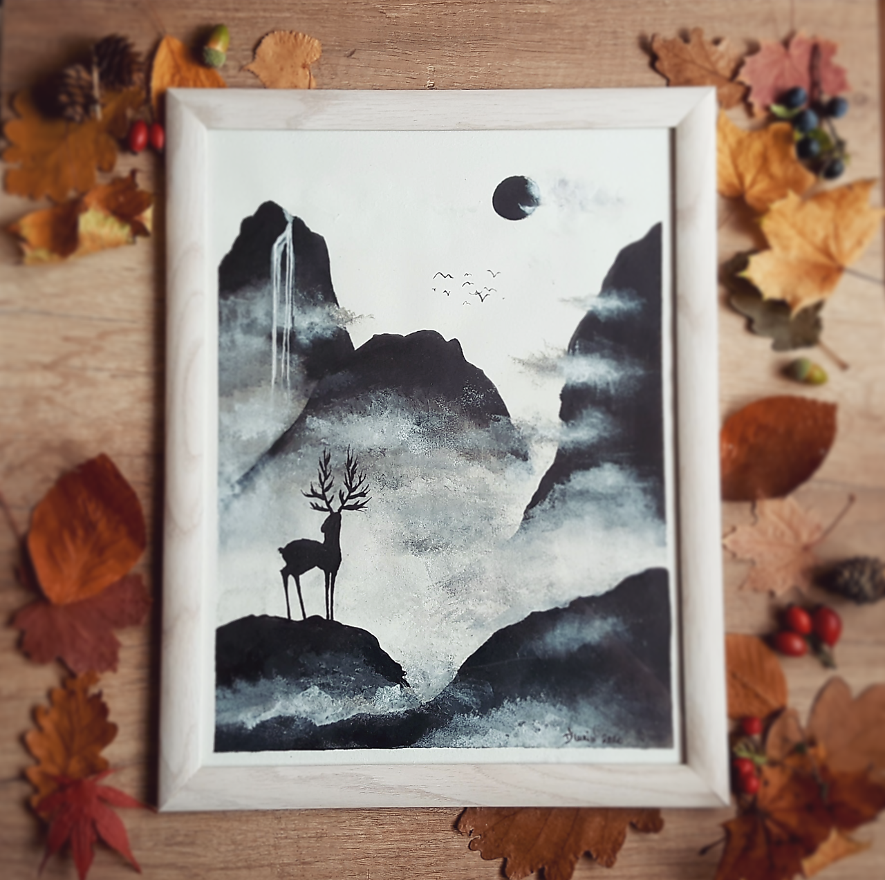 Jeleň na horách - kresba