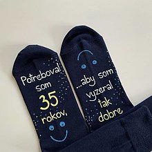 Ponožky, pančuchy, obuv - Maľované tmavomodré ponožky k narodeninám (So smajlíkom) - 12419460_