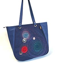 Veľké tašky - Kabelka XL "Kestrokruhy v modrej" - 12421761_